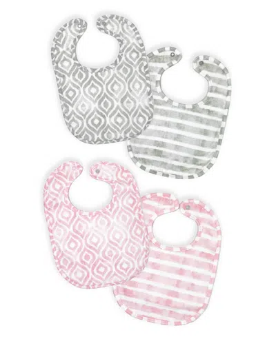 Tendertyme Baby Girls Muslin Bibs, Pack Of 4 In Gray