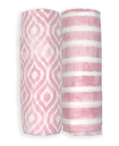 Tendertyme Baby Girls Muslin Swaddle Blankets, Pack Of 2 In Pink