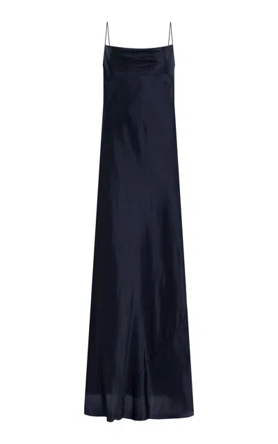 Tenere Camille Bias Slip Dress In Navy