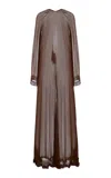 Tenere Idris Crinkled Silk Chiffon Maxi Dress In Brown