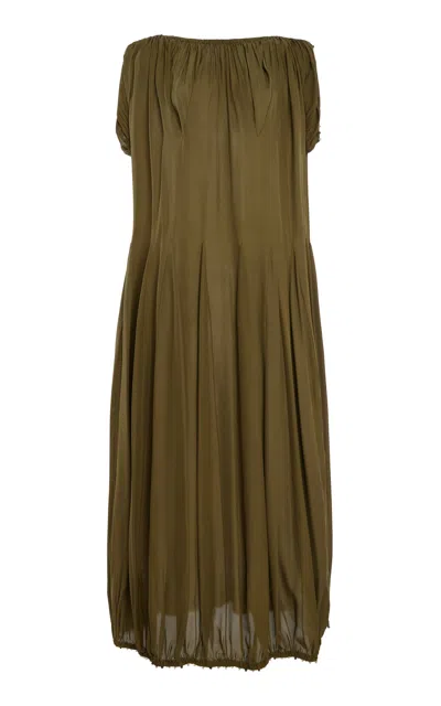 Tenere Lounès Beaded Silk Georgette Maxi Dress In Green