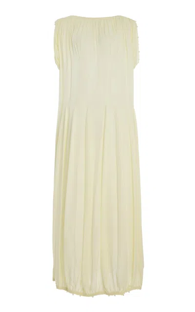 Tenere Lounès Beaded Silk Georgette Maxi Dress In Yellow