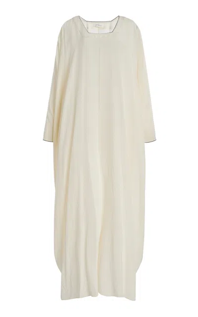 Tenere Mayar Silk Crepe De Chine Caftan In Ivory