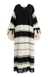 Tenere Meitha Striped Linen Maxi Dress In Black,white