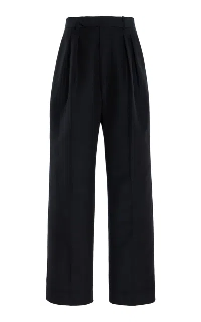 Tenere Naira Cotton-silk Straight-leg Pants In Black