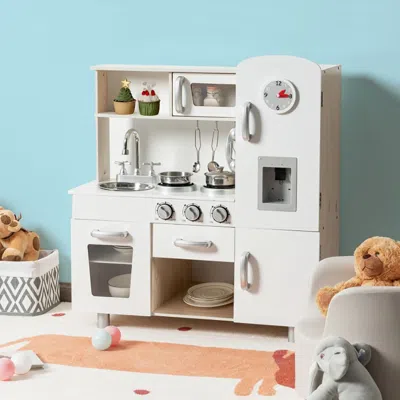 Tenker Vintage Play Kitchen Pretend Kids Cooking Playset Toys With Water Dispense