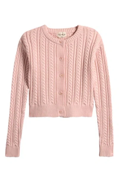 Tenly Kids' Cable Knit Cardigan In Pink
