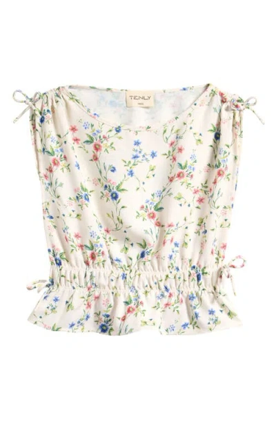 Tenly Kids' Dream Ruched Peplum Top In Neutral