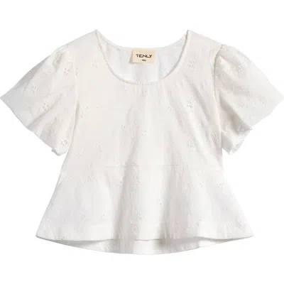 Tenly Kids' Eyelet Flutter Sleeve Top In White