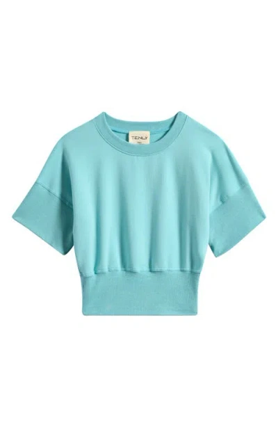 Tenly Kids' French Terry Short Sleeve Sweatshirt In Blue