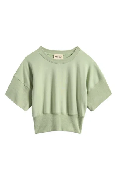 Tenly Kids' French Terry Short Sleeve Sweatshirt In Green