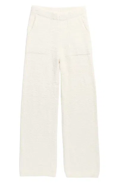 Tenly Kids' High Pile Fleece Wide Leg Pants In Ecru
