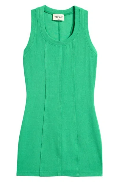 Tenly Kids' Raw Edge Rib Racerback Tank Dress In Green