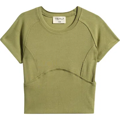 Tenly Kids' Rib Lapped Seam T-shirt In Green