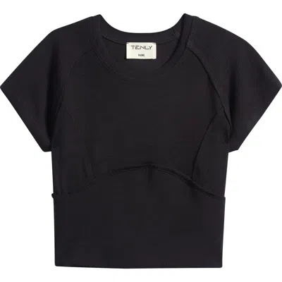 Tenly Kids' Rib Lapped Seam T-shirt In Black