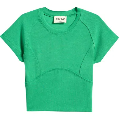Tenly Kids' Rib Lapped Seam T-shirt In Green