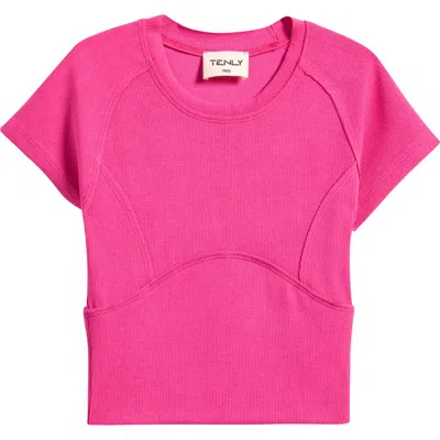 Tenly Kids' Rib Lapped Seam T-shirt In Pink