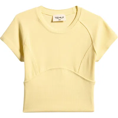 Tenly Kids' Rib Lapped Seam T-shirt In Yellow