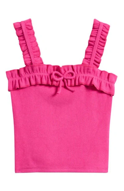Tenly Kids' Ruffle Bow Rib Tank In Pink