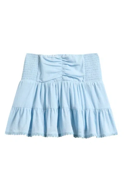 Tenly Kids' Smocked Waist Cotton Peasant Skirt In Blue