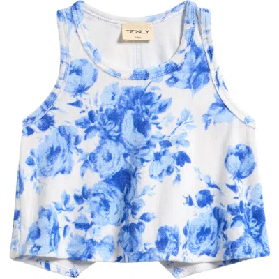 Tenly Kids' Terry Racerback Flutter Tank In Blue