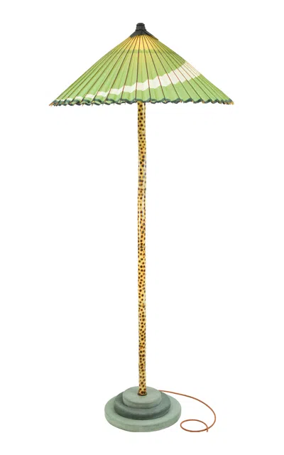 Tennant New York 'green Cheetah' Big Bambu Monumental Floor Lamp In Animal Print
