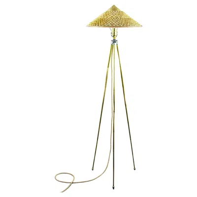 Pre-owned Tennant New York 'horst' Brass Tripod Lamp With Woven Grass Shade By Christopher Tennant In Green