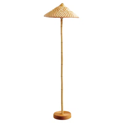 Pre-owned Tennant New York Modernist Bamboo Lamp With Grass Shade And Seagrass Base By Christopher Tennant In Green