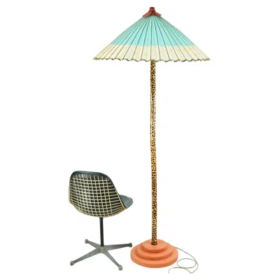 Pre-owned Tennant New York Monumental Bamboo Floor Lamp With Japanese Parasol Shade —  In Sand