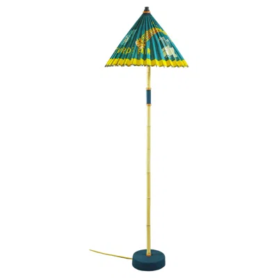 Pre-owned Tennant New York Seattle 'world's Fair' Bamboo Lamp With Parasol Shade By Christopher Tennant In Sand