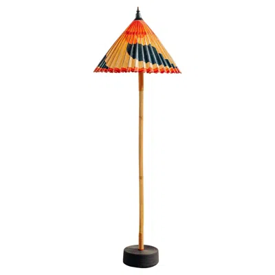 Pre-owned Tennant New York 'world's Fair' Bamboo Floor Lamp With Parasol Shade By Christopher Tennant In Sand