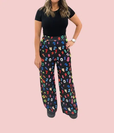 Tennessee & Co. 123 Fun Teacher Palazzo Pants In Black Multi