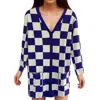 Tennessee & Co. Check Me Out Cardigan In Blue & White Checkered In Multi