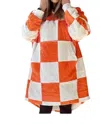Tennessee & Co. Fan Fleece Blanket Sweatshirt In Orange & White Checkered In Multi