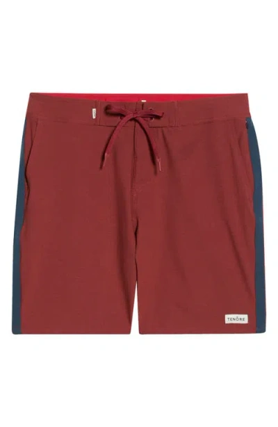 Tenōre Tuxedo Stripe Board Shorts In Brown