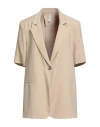 Tensione In Woman Blazer Beige Size Onesize Viscose, Polyester In Animal Print
