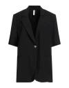 Tensione In Woman Blazer Black Size Onesize Viscose, Polyester In Animal Print