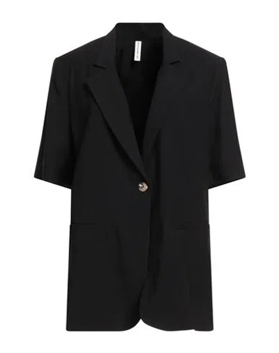 Tensione In Woman Blazer Black Size Onesize Viscose, Polyester In Animal Print