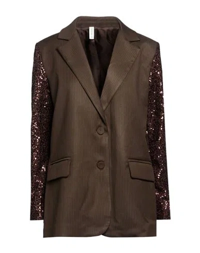 Tensione In Woman Blazer Brown Size M Polyamide, Viscose, Elastane, Polyester