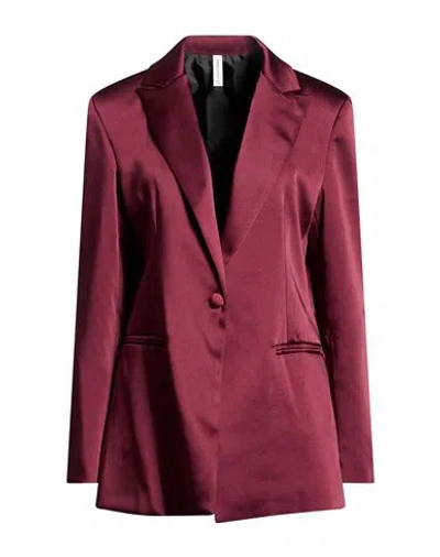 Tensione In Woman Blazer Burgundy Size M Polyester, Elastane In Brown