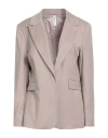 Tensione In Woman Blazer Light Brown Size M Polyester, Viscose, Elastane In Gray