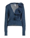 Tensione In Woman Cardigan Bright Blue Size Onesize Viscose, Metallic Fiber In Blue