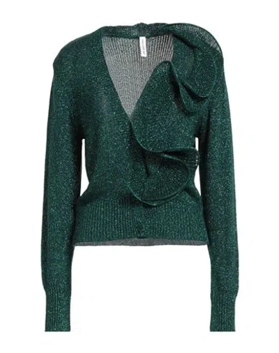 Tensione In Woman Cardigan Emerald Green Size Onesize Viscose, Metallic Fiber