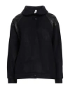 Tensione In Woman Coat Black Size M Acrylic, Polyester, Wool, Polyurethane, Cotton In Animal Print