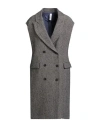 Tensione In Woman Coat Midnight Blue Size M Cotton, Polyester, Acrylic, Wool, Stipa Tenacissima In Gray