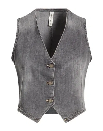 Tensione In Woman Denim Outerwear Grey Size M Cotton, Elastane In Gray