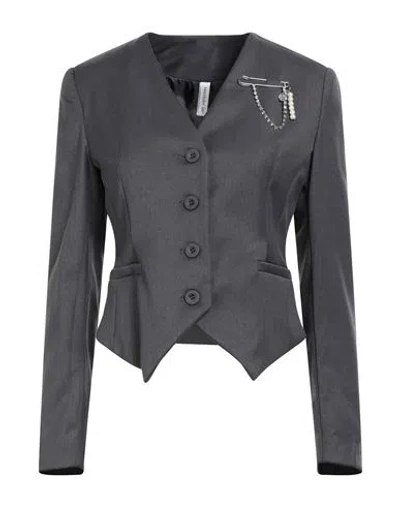 Tensione In Woman Jacket Grey Size S Polyester, Viscose, Elastic Fibres In Blue