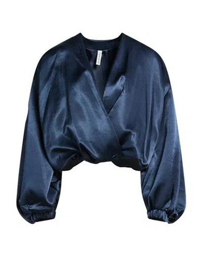 Tensione In Woman Jacket Slate Blue Size S Viscose, Rayon