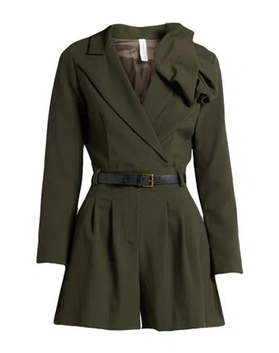Tensione In Woman Jumpsuit Military Green Size M Polyester, Viscose, Elastane In Multi