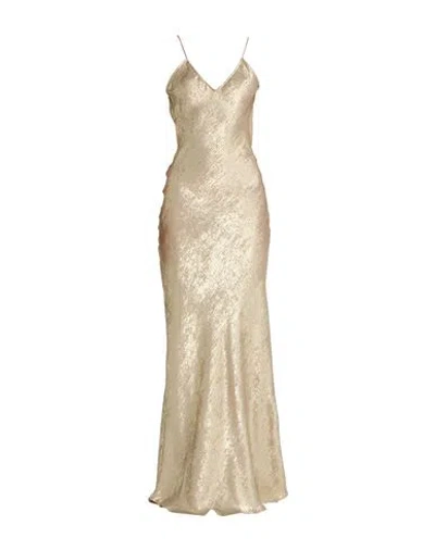 Tensione In Woman Maxi Dress Gold Size M Polyester In Silver